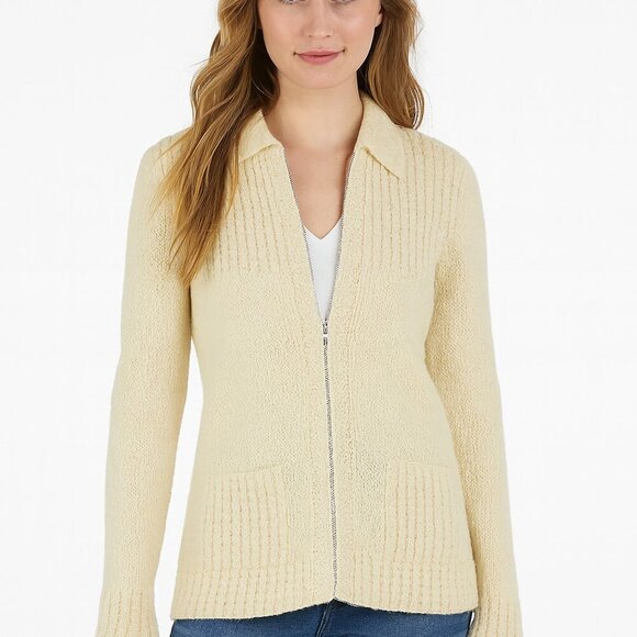 Irish Cottage Shop Cream Wool Cardigan Handloomed Aran Zip Up 100% Wool - Picture 12 of 12